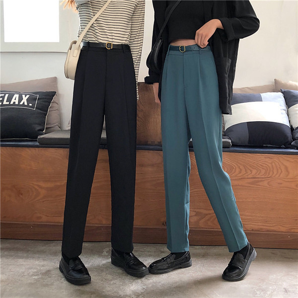 Дамски модерен панталон в два цвята - прав модел