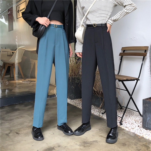 Дамски модерен панталон в два цвята - прав модел