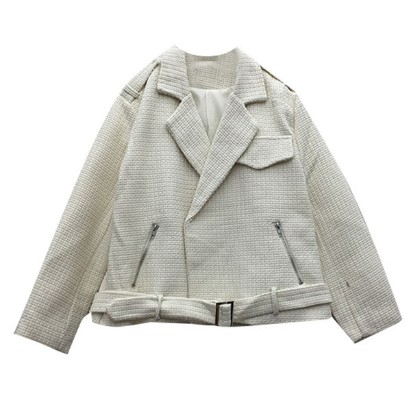 Női alkalmi kabát fekete, barna és fehér övvel