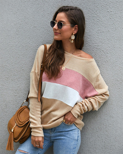 Női dáma új modell O-nyakkivágással és hosszú ujjú három színben