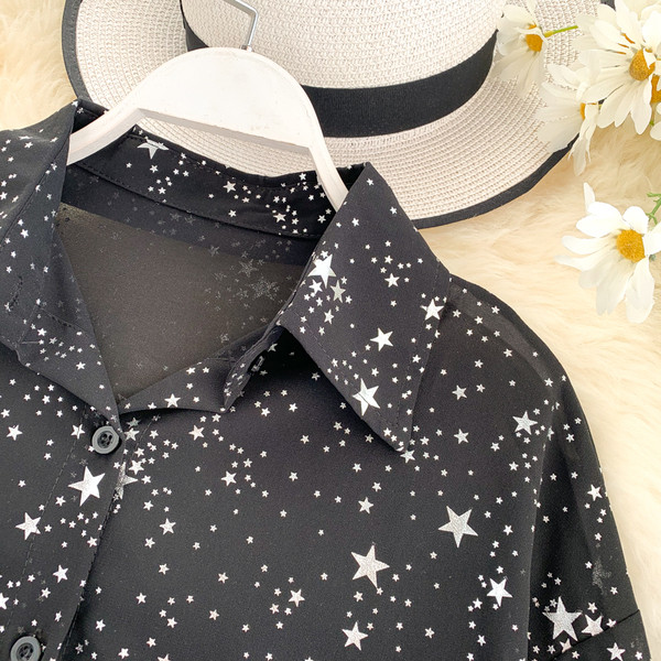 Modern női ing gallérral, fehér és fekete színben