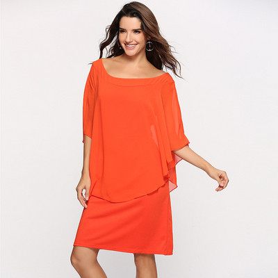 Modern női ruha O-nyakú, széles ujjú több színben