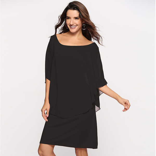 Modern női ruha O-nyakú, széles ujjú több színben