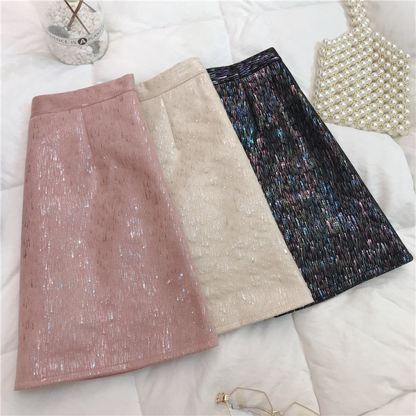 Új modell női rövid szoknya, fényes hatással három színben