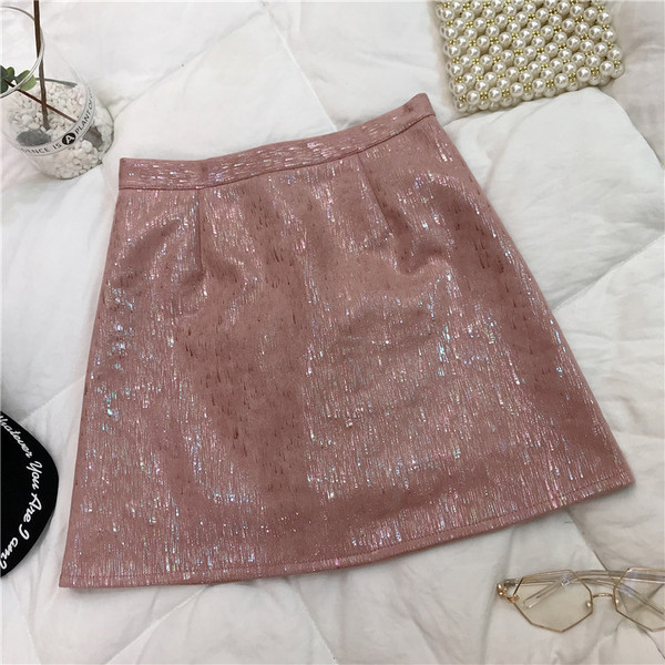 Új modell női rövid szoknya, fényes hatással három színben