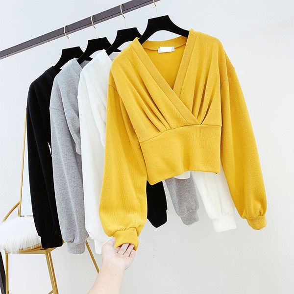 Γυναικεία μπλούζα με V-neck και μακρύ μανίκι σε τέσσερα χρώματα