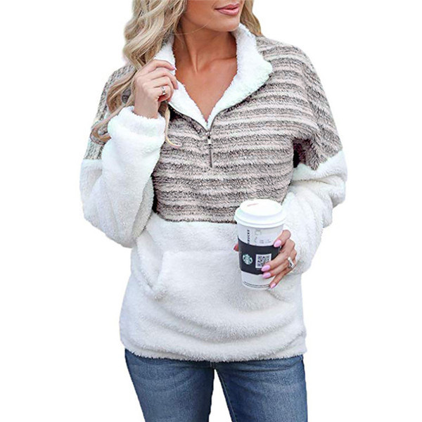 Hétköznapi női pulóver új modellje cipzárral és zsebekkel több színben