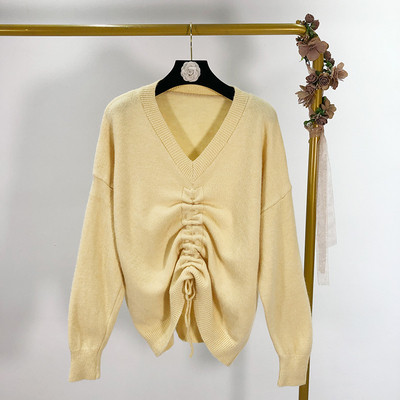 Pulover de dama cu cravate si decolteu spitz in trei culori