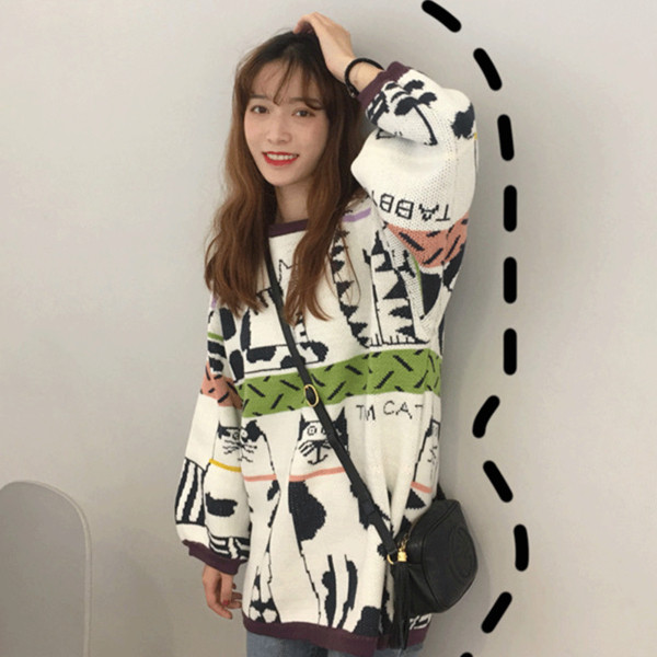 Női széles, hosszú pulóver ovális nyakkivágással