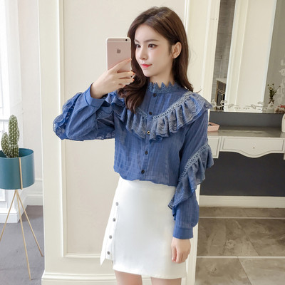 Stílusos női ing három színben, hosszú ujjal és csipkével