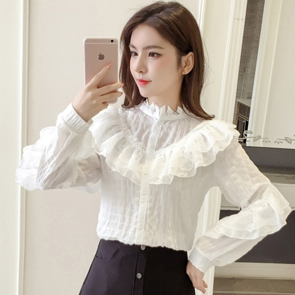 Stílusos női ing három színben, hosszú ujjal és csipkével