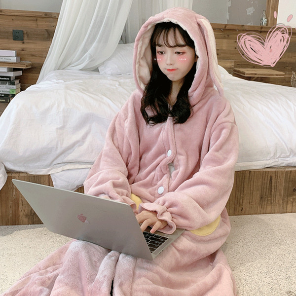 Női széles fürdőköpeny kapucnival, kék és rózsaszín színben