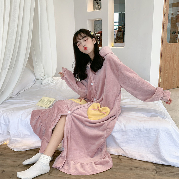 Női széles fürdőköpeny kapucnival, kék és rózsaszín színben