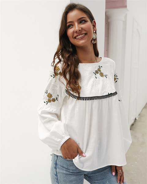 Új modell modern női ing O-nyakú - széles modell fehér színben