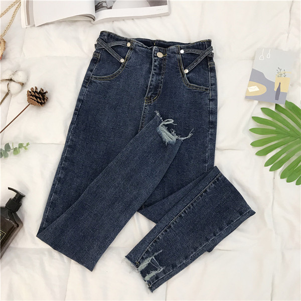 Alkalmi női farmer magas derékkal, fekete, kék és szürke színben