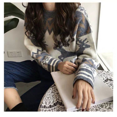 Női széles pulóver két színben, ovális nyakkivágással