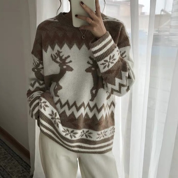 Női széles pulóver két színben, ovális nyakkivágással