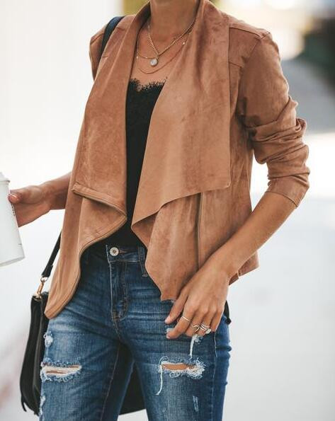 Őszi női rövid kabát cipzárral több színben