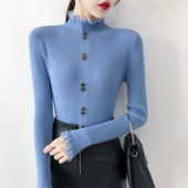 Új modell női pulóver gombokkal és hosszú ujjú - többféle színben