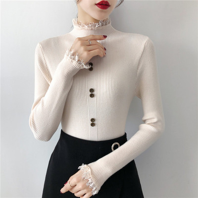 Új modell női pulóver gombokkal és hosszú ujjú - többféle színben