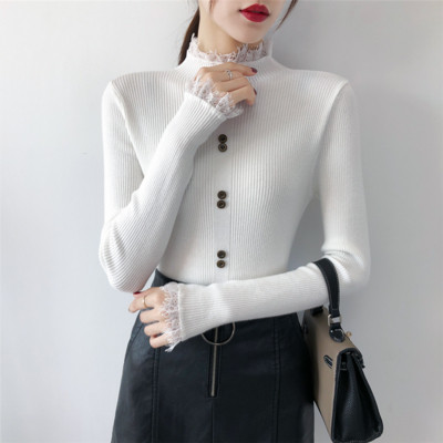 Új modell női pulóver gombokkal és hosszú ujjú - többféle színben