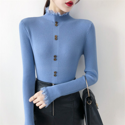 Új modell női pulóver gombokkal és hosszú ujjú - többféle színben