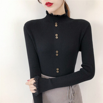 Új modell női pulóver gombokkal és hosszú ujjú - többféle színben