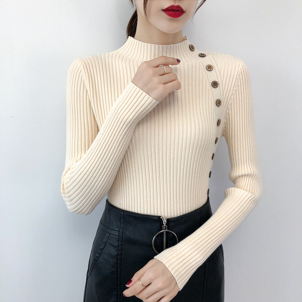 Új modell mindennapi női pulóver gombokkal - több színben