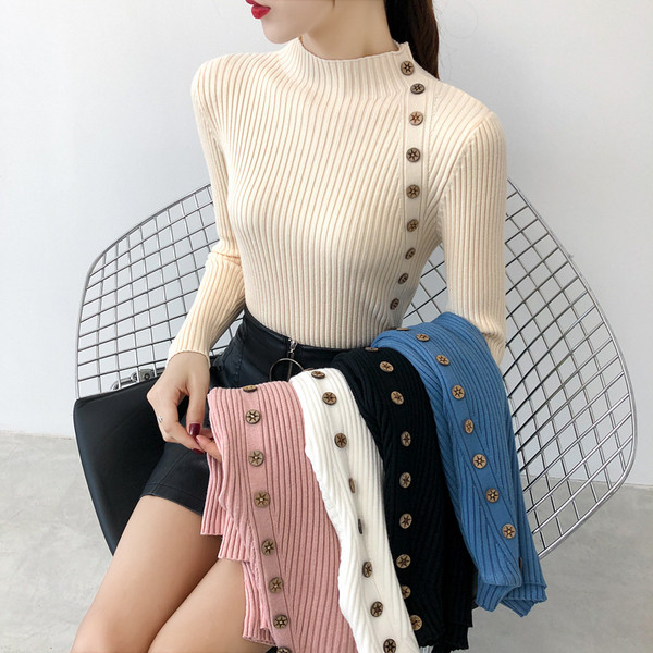 Új modell mindennapi női pulóver gombokkal - több színben