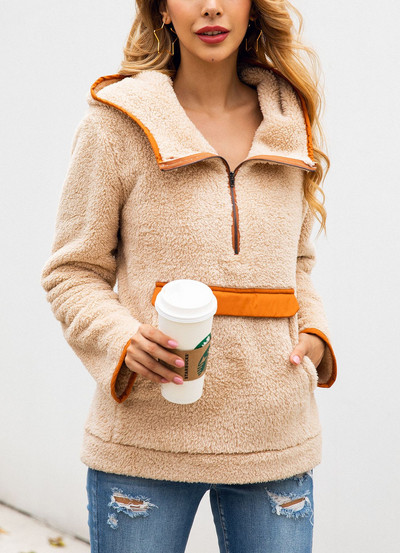 Modern női pulóver több színben cipzárral és zsebbel