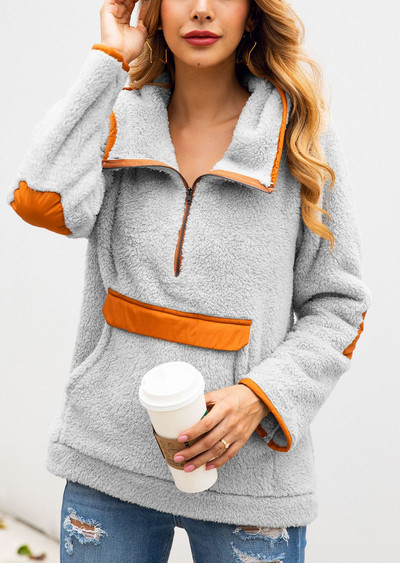 Modern női pulóver több színben cipzárral és zsebbel