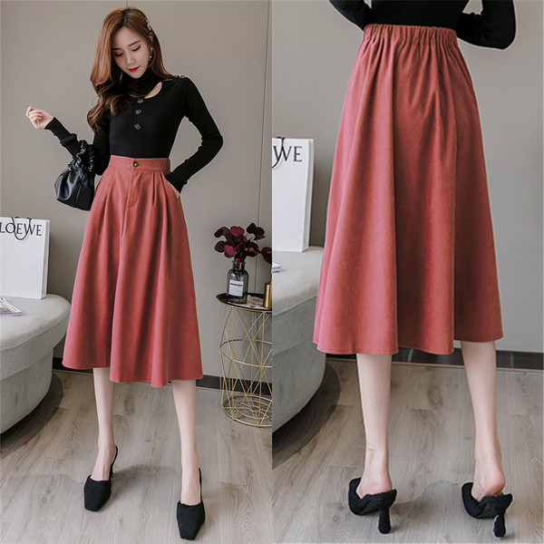 Модерна дамска разкроена пола с джобове в няколко цвята