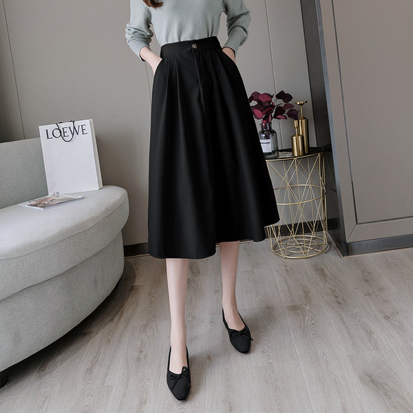 Модерна дамска разкроена пола с джобове в няколко цвята