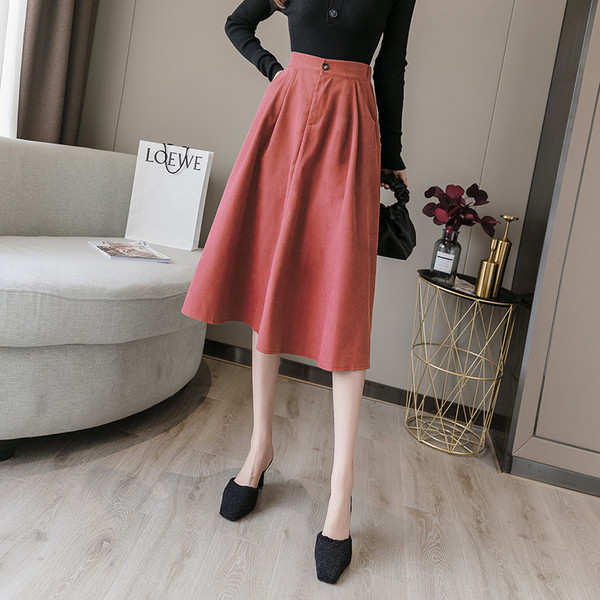 Модерна дамска разкроена пола с джобове в няколко цвята