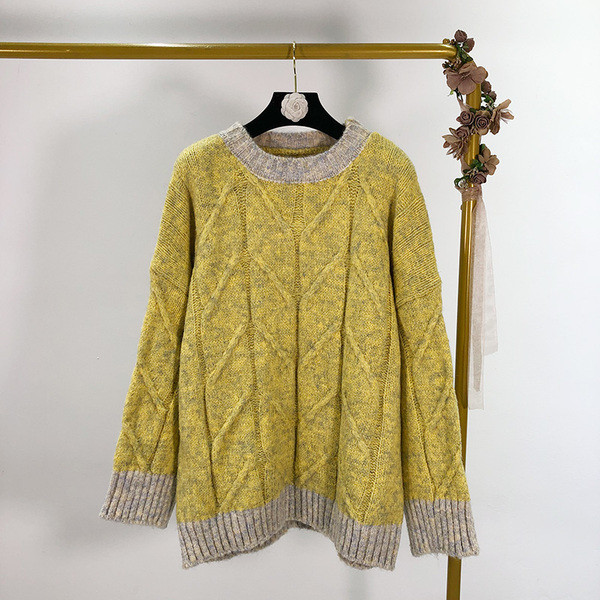 Hosszú, vastag pulóver rózsaszín és sárga színben