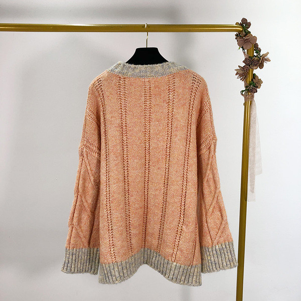 Hosszú, vastag pulóver rózsaszín és sárga színben