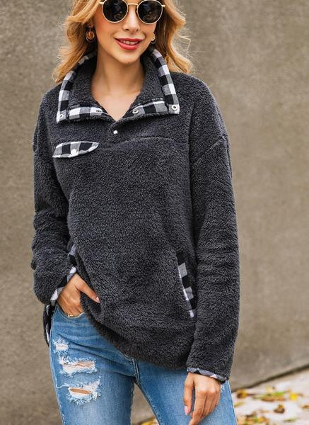 Női alkalmi pulóver zsebbel és gombokkal több színben