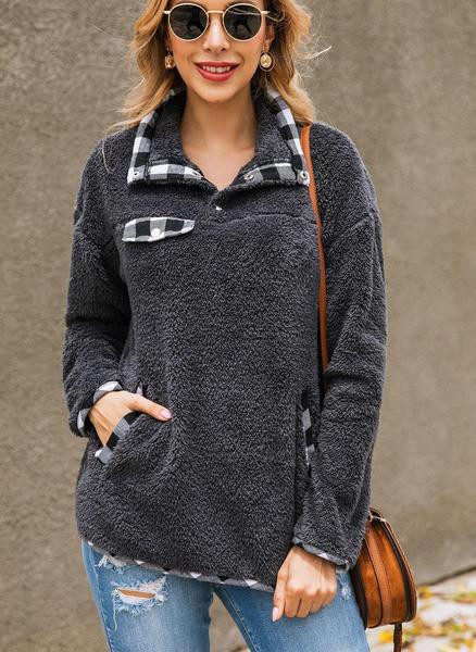 Női alkalmi pulóver zsebbel és gombokkal több színben