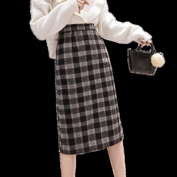 Modern női kockás szoknya barna és fekete színben