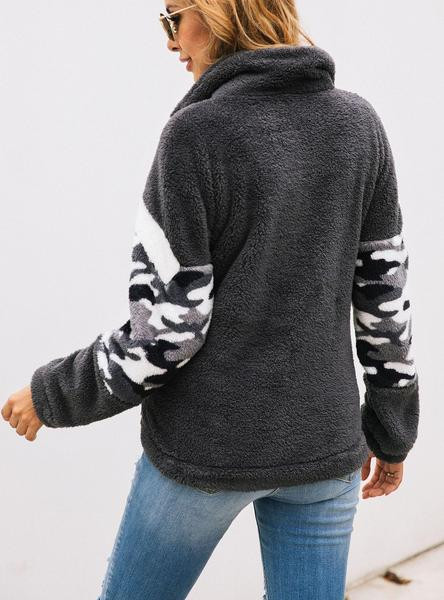 Hanorac casual dama cu guler inalt si fermoar in doua culori