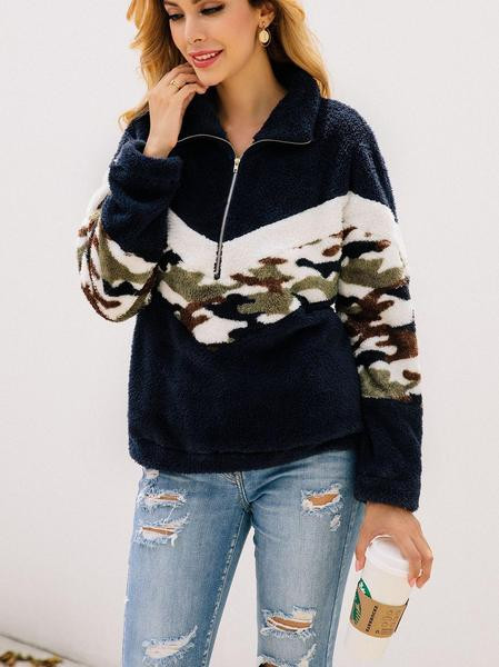 Hanorac casual dama cu guler inalt si fermoar in doua culori