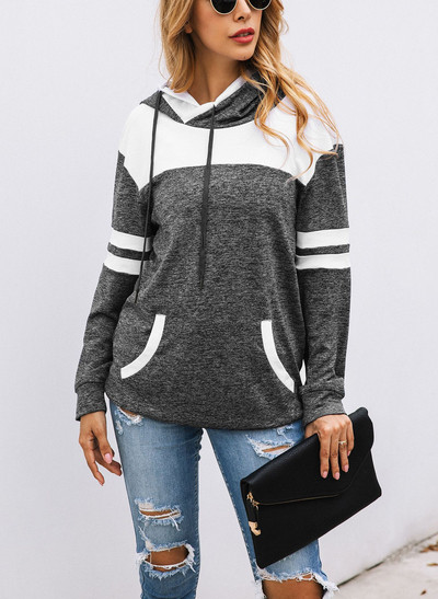 Hétköznapi női pulóver kapucnival és nyakkendővel több színben