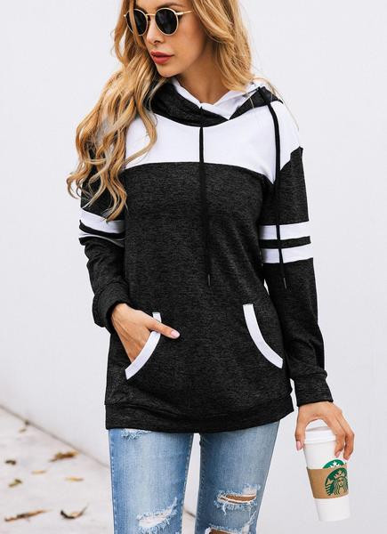 Hétköznapi női pulóver kapucnival és nyakkendővel több színben