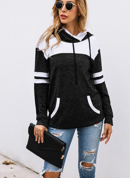 Hétköznapi női pulóver kapucnival és nyakkendővel több színben