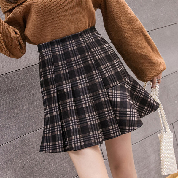 Modern női kockás szabású szoknya három színben