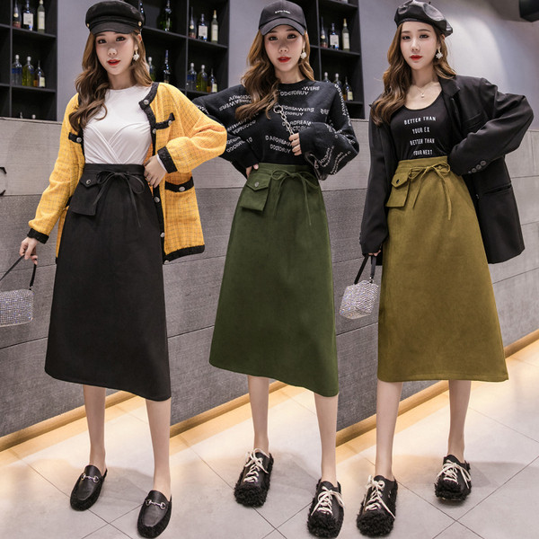 Új modell alkalmi női szoknya zsebes - szabású modell három színben