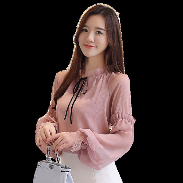 Új modell modern női ing, fehér és rózsaszín nyakkendővel