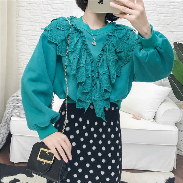 Modern női blúz, hosszú ujjú zöld és lila színben