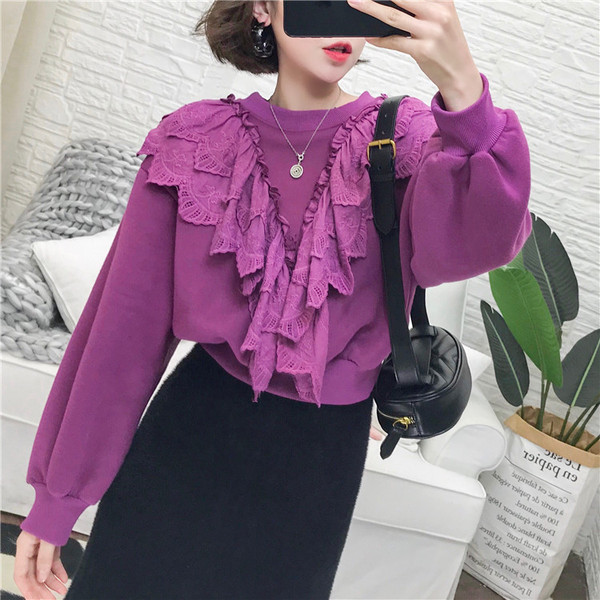 Modern női blúz, hosszú ujjú zöld és lila színben