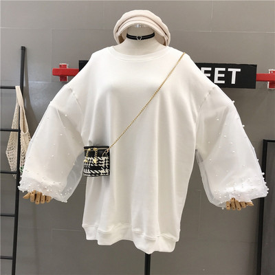 Bluză de damă modernă cu mâneci largi și perle în mai multe culori